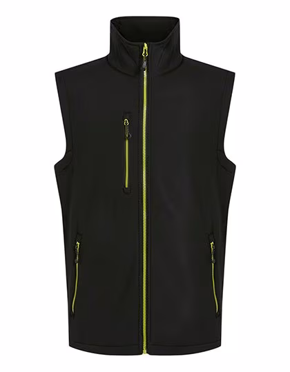 Regatta Professional 2-Layer Softshell Bodywarmer with Fleece Lining, Black/Lime XL, RG915