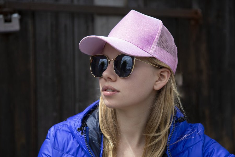 Result Headwear New York Sparkle Cap mit Pferdeschwanzöffnung, Baby Pink One Size, RH090