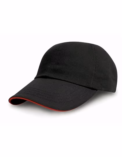Result Headwear Cap 6-Panel in Heavy Cotton, Black/Red One Size, RH10P