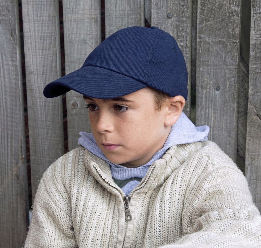 Result Headwear Junior Heavy Brushed Baumwollcap Schwarz/Navy, Black One Size, RH24J
