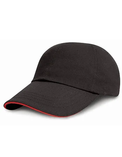 Result Headwear Junior Heavy Brushed Baumwoll-Cap schwarz, Black/Red One Size, RH24PJ