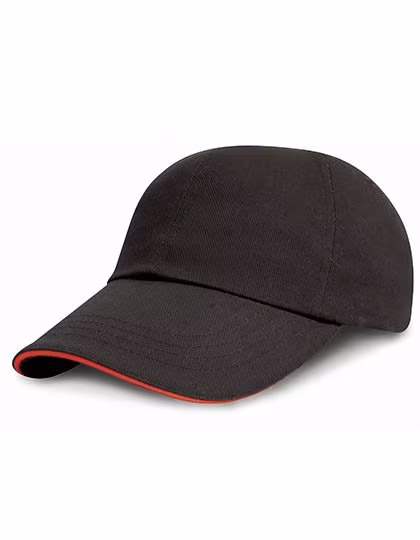 Result Headwear Junior Heavy Brushed Baumwoll-Cap schwarz, Black/Red One Size, RH24PJ