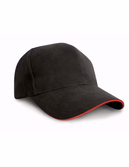 Result Headwear Pro-Style Cotton Cap with Sandwich Peak, Black/Red One Size, RH25P