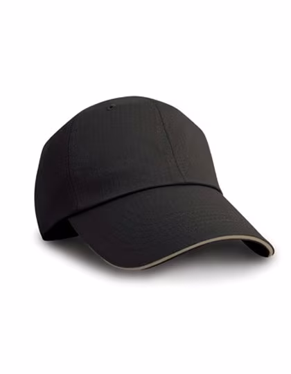 Result Headwear Herringbone Cap mit Sandwich Peak, Black/Tan One Size, RH38