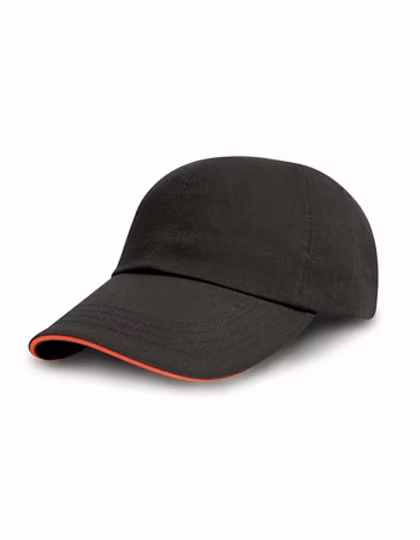 Result Headwear 5-Panel Cap made of Brushed Cotton Drill, Black/Red One Size, RH50
