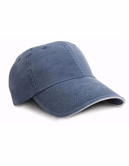 Result Headwear Washed Cotton Cap with Sandwich Peak, Navy/Putty One Size, RH54