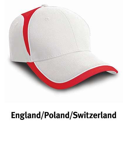 Result Headwear National Cap aus Baumwoll-Drill, England White/Red One Size, RH62