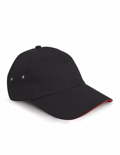 Result Headwear Cap in Cotone con visiera Sandwich 5-Panel, Black/Red One Size, RH72