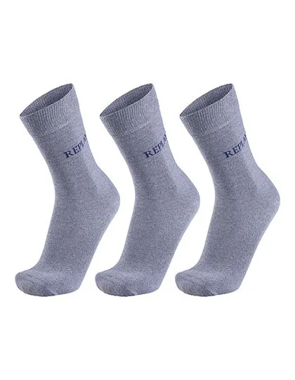 Replay Herrenstrümpfe im 3er-Pack, gepresst, Grey Melange/Dark Blue 43/46, RP100632