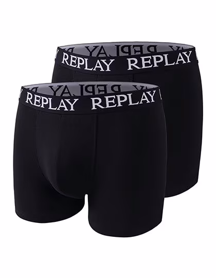 Replay Boxer Shorts 2-Pack for Men, Black/Black S, RP101005