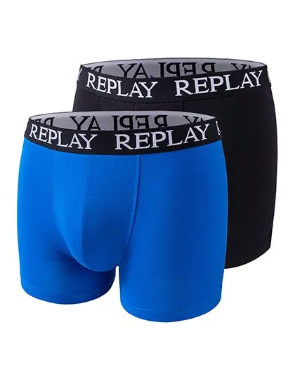 Replay Boxershorts im 2er-Pack für Herren, Turquoise/Black S, RP101005
