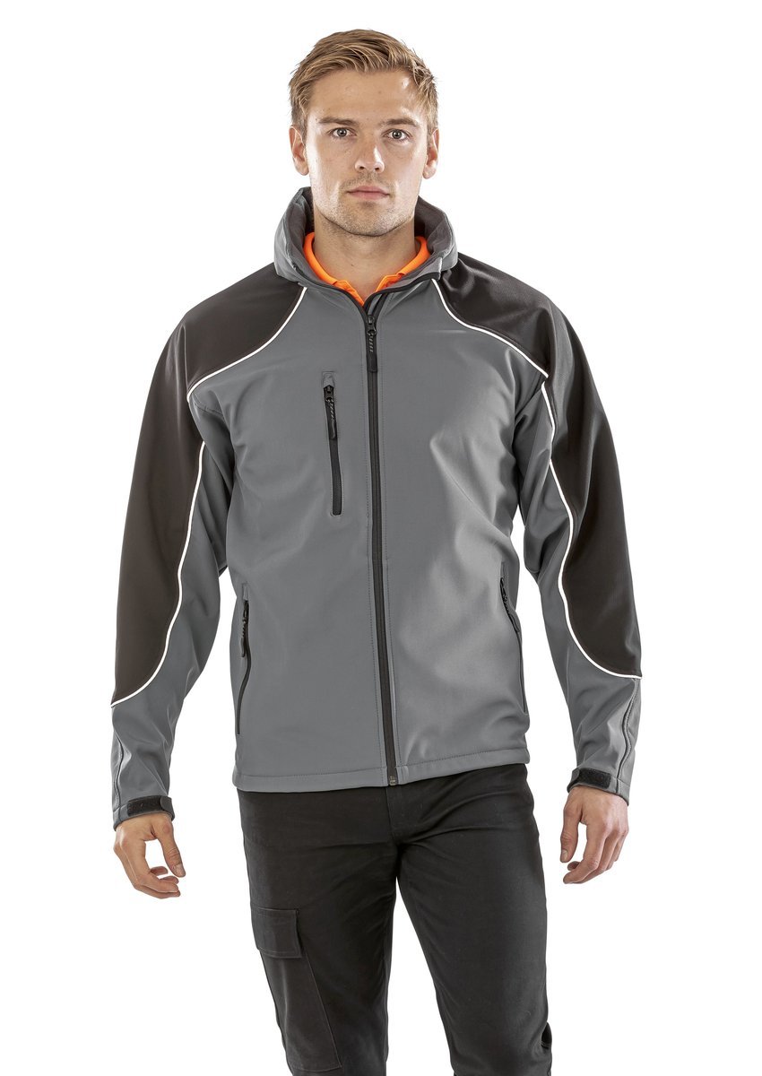 Result Work-Guard Wasserdichte Softshell-Jacke mit Kapuze, Black/Black XS, RT118