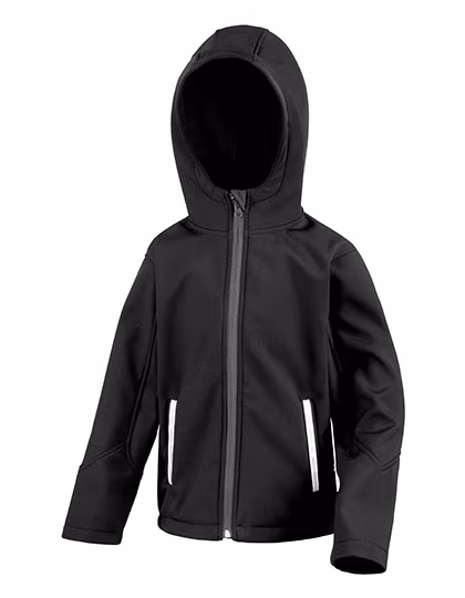 Result Core Softshell Jacket with Hood and Fleece for Kids, Black/Grey XL (11-12), RT224Y