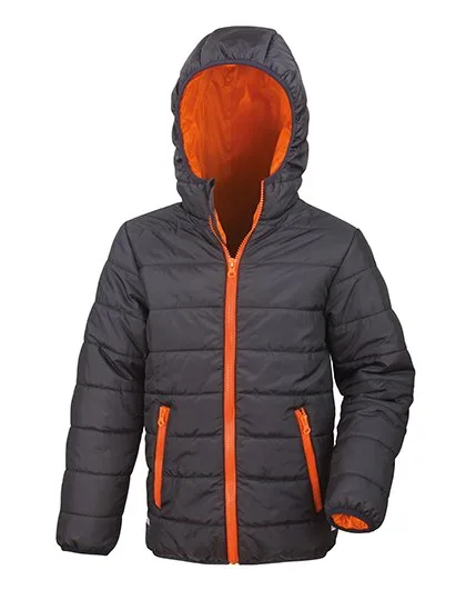 Result Core Junior Soft Padded Jacket with Hood, Black/Orange S (5-6), RT233J
