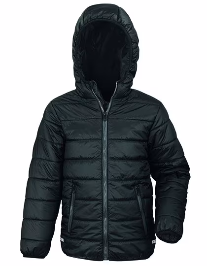 Result Core Youth Soft Padded Jacket with Hood, Black/Black XL (11-12), RT233Y