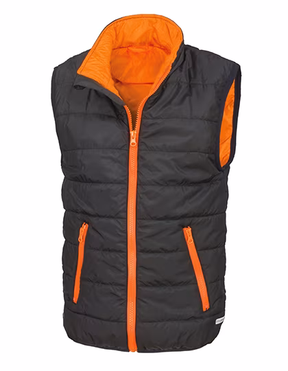 Result Core Youth Soft-Padded Bodywarmer with Reflectors, Black/Orange XL (11-12), RT234Y