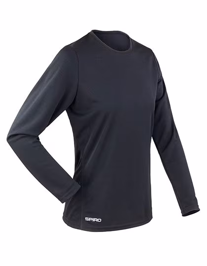 SPIRO Quick-Dry Langarmshirt mit Kragen für Damen, Black XS (34), RT254F