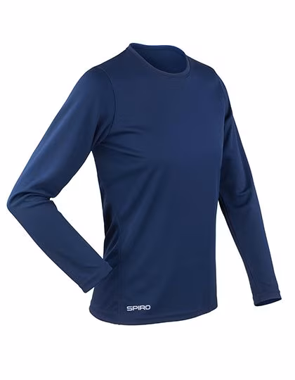 SPIRO Quick-Dry Langarmshirt mit Kragen für Damen, Navy L (40), RT254F