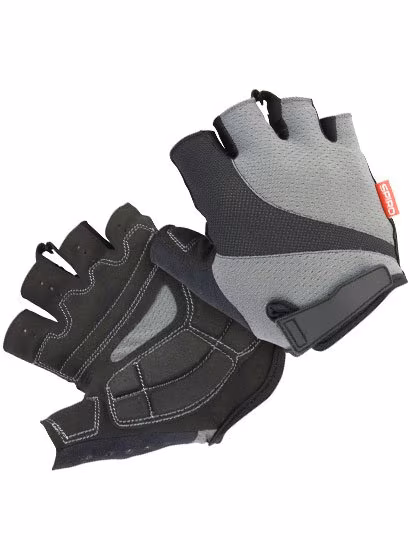 SPIRO Fingerless Bikewear Gloves with Velcro Closure, Grey/Black S, RT257