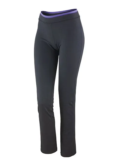 SPIRO Fitness Trousers with Quick Dri Material for Women, Black/Lavender XXS (6), RT275F