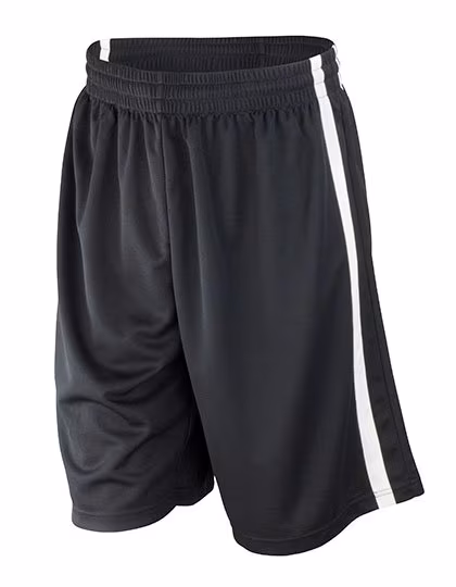 SPIRO Basketball Shorts with Quick Dry Function for Men, Red/White L, RT279