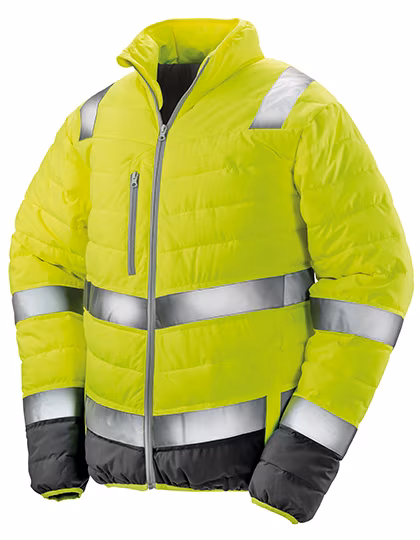 Result Safe-Guard Sicherheitsjacke mit reflektierenden Streifen in, Fluorescent Yellow/Grey L, RT325