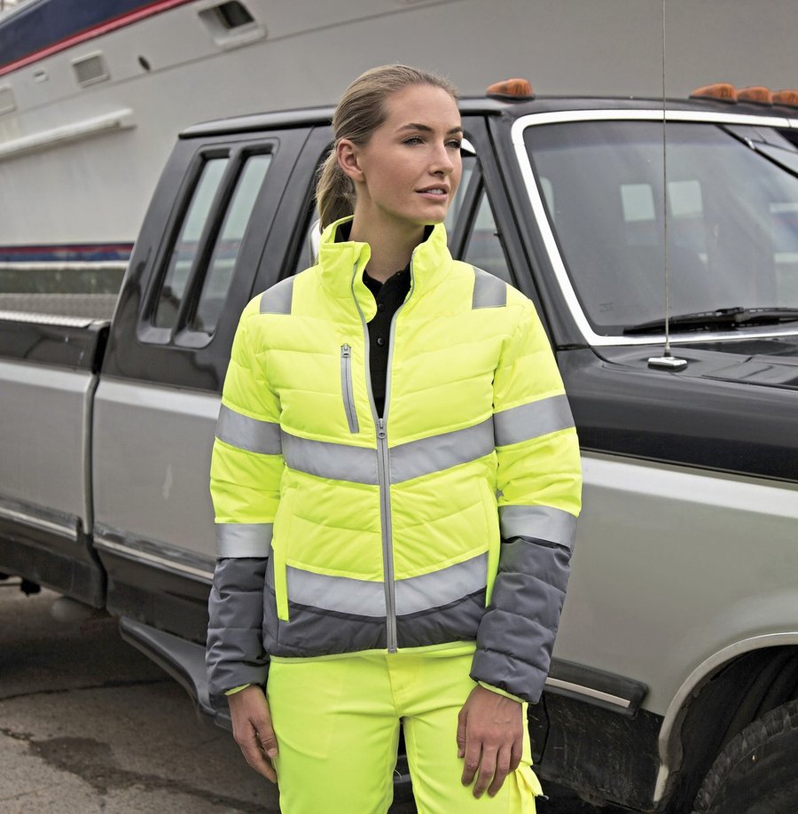Result Safe-Guard Soft Padded Sicherheitsjacke, tailliert für Damen, Fluorescent Orange/Grey XS, RT325F