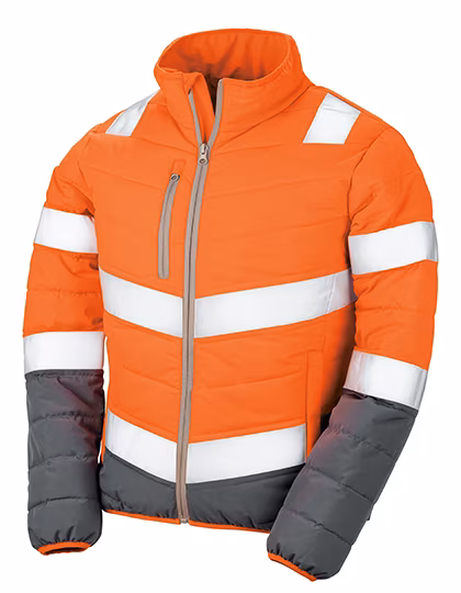 Result Safe-Guard Giacca di sicurezza Soft Padded, sagomata da Donna, Fluorescent Orange/Grey XS, RT325F