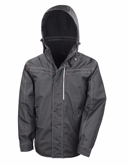 Result Work-Guard Veste robuste texture denim avec capuche, Black M, RT326