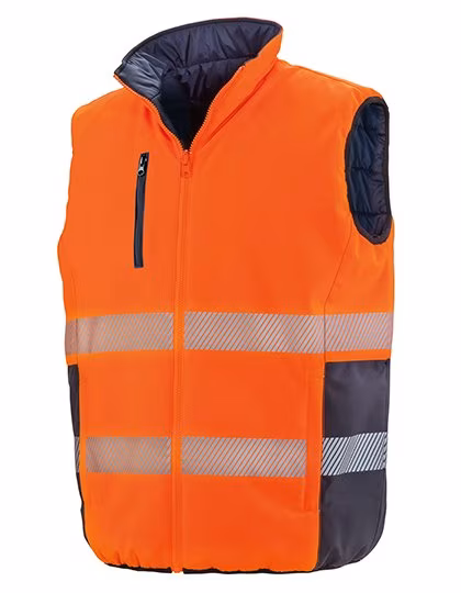 Result Safe-Guard Gilet di sicurezza reversibile con tasche, Fluorescent Orange/Navy S, RT332