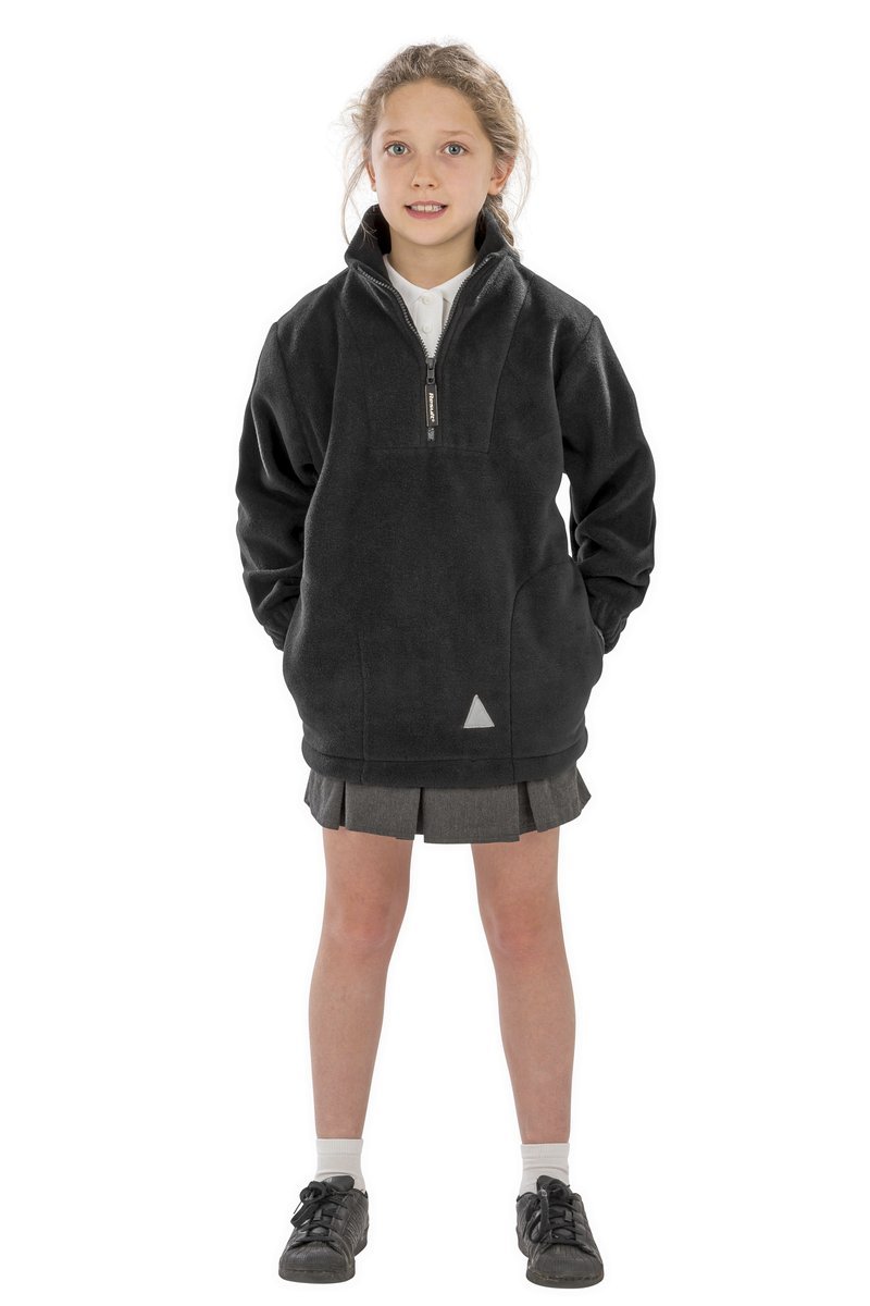 Result Junior Fleecepullover mit Viertelreißverschluss, Black M (8-10), RT33J