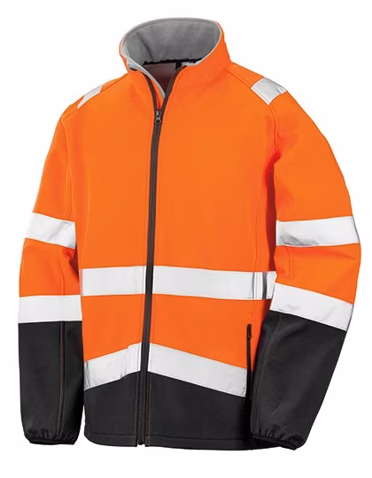 Result Safe-Guard Veste softshell de sécurité imprimable avec bandes réfléchissantes, Fluorescent Orange/Black 4XL, RT450