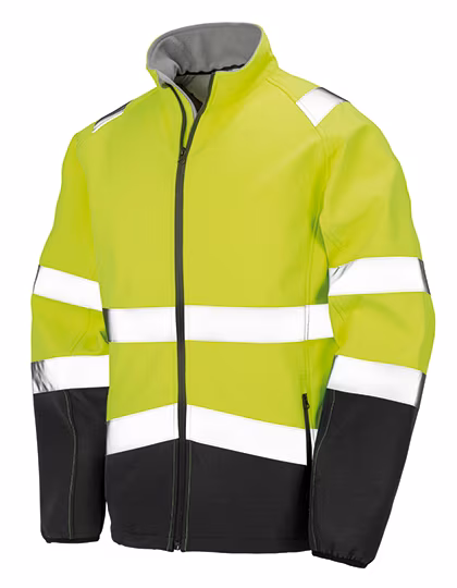 Result Safe-Guard Bedruckbare Sicherheits-Softshelljacke mit Reflexstreifen, Fluorescent Yellow/Black M, RT450