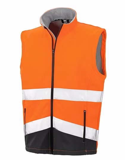 Result Safe-Guard Bedruckbare Sicherheits-Softshell-Gilet mit Reflektoren, Fluorescent Orange/Black S, RT451