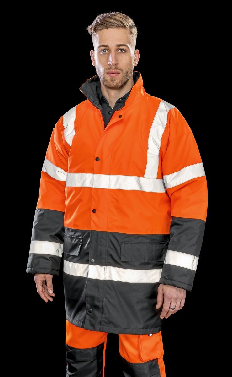 Result Safe-Guard Motorway 2-Tone Sicherheitsjacke mit Kapuze, Fluorescent Orange/Black S, RT452