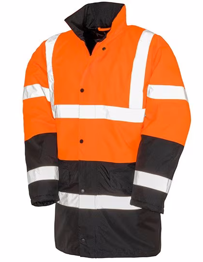 Result Safe-Guard Motorway 2-Tone Safety Jacket with Hood, Fluorescent Orange/Black S, RT452