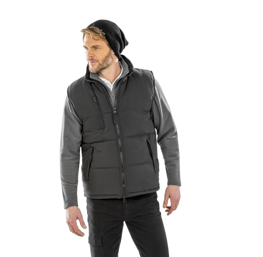 Result Wasserdichte Steppweste mit Kapuze, Black L, RT88A