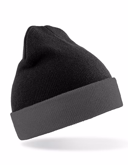 Result Genuine Recycled Recycled Black Compass Beanie aus Polyester-Acryl, Black/Grey One Size, RT930