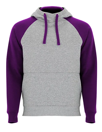 Roly Zweifarbiges Badet Kapuzen-Sweatshirt, Heather Grey 58/Purple 71 3XL, RY1058