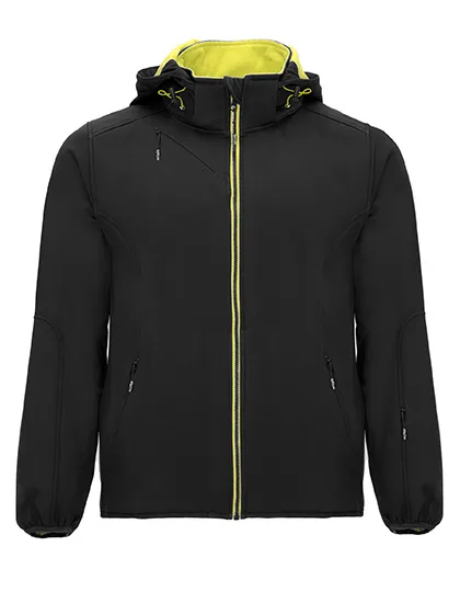 Roly Siberia Softshelljacke mit abnehmbarer Kapuze, Black 02/Lime Punch 235 XL, RY6428