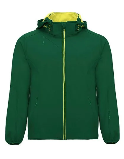 Roly Siberia Softshelljacke mit abnehmbarer Kapuze, Bottle Green 56/Lime Punch 235 M, RY6428