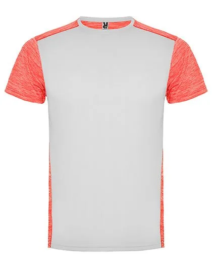 Roly Sport Zolder T-Shirt mit Schnelltrocknungsfunktion, White 01/Heather Fluor Coral 244 XL, RY6653