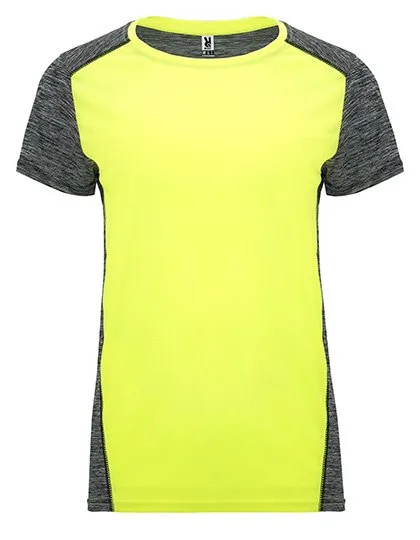 Roly Sport Funktions-T-Shirt Zolder mit Belüftung, Fluor Yellow 221/Heather Black 243 S, RY6663