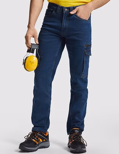 Roly Workwear Jeans Multipocket con componente Stretch, Blue Jeans 143 56, RY8402
