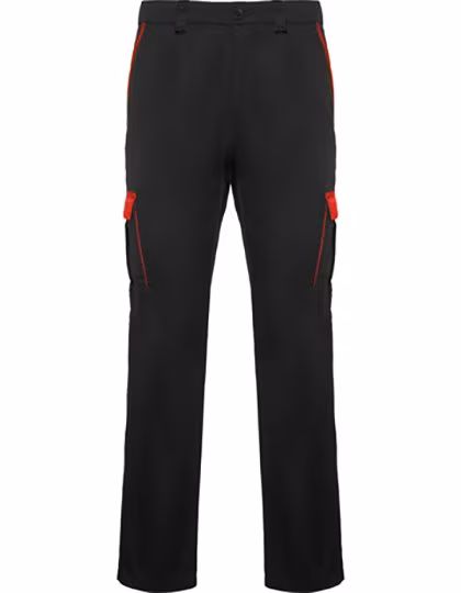 Roly Workwear Roly Trooper Twill Trousers with Pockets, Black 02/Red 60 40, RY8408
