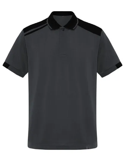 Roly Workwear Kurzarm-Poloshirt Samurai mit Kontrastdetails, Lead 23/Black 02 L, RY8410