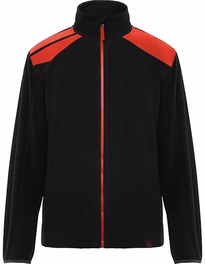Roly Workwear Fleece Jacke Terrano mit Reißverschlusstaschen, Black 02/Red 60 S, RY8412