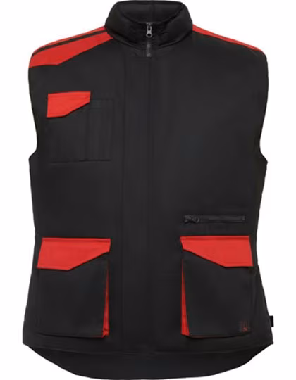 Roly Workwear Multipocket Weste Armada mit Windstopper, Black 02/Red 60 S, RY8414
