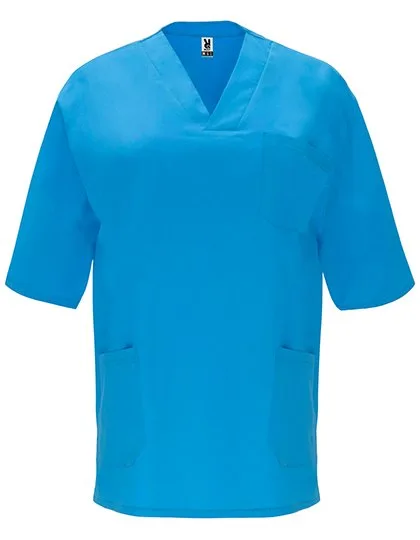 Roly Workwear Panacea Schlupfkasack Baumwoll-Twill V-Ausschnitt, Blue Danube 110 XS, RY9098