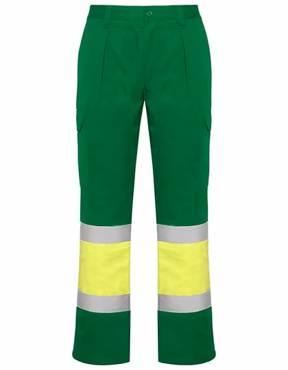 Roly Workwear Multipocket Trousers Hi-Viz with Reflective Band, Navy Blue 55/Fluor Yellow 221 56, RY9301
